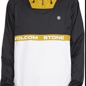 Volcom Fezzes Men's XL Water Resistant Hooded Jacket Black Yellow White
